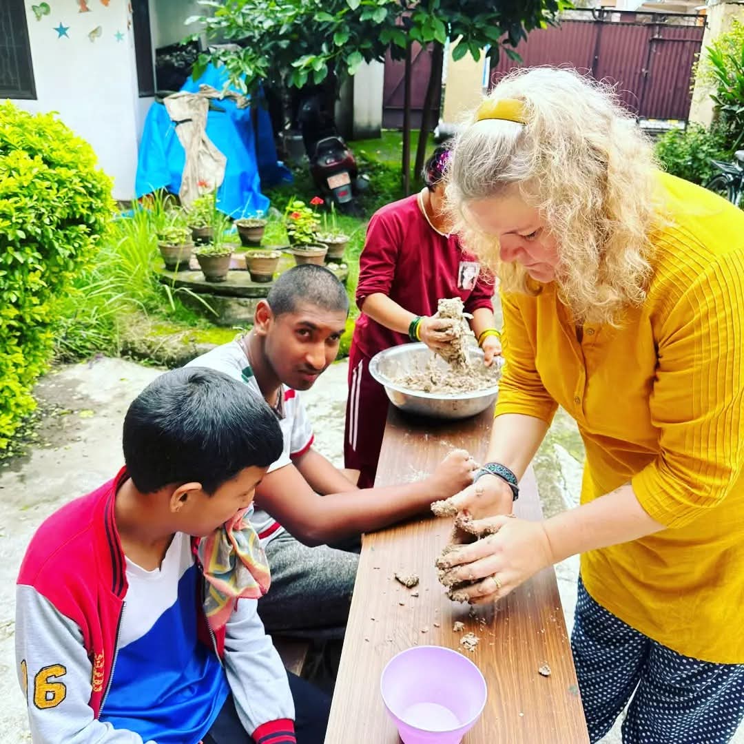 Bridget working with children in Nepal